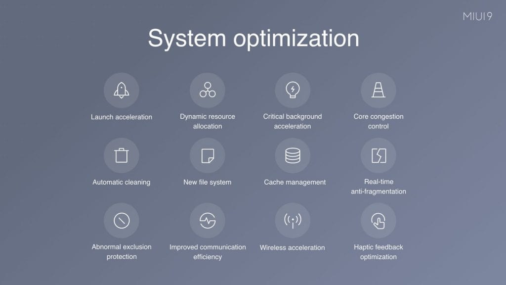 Xiaomi MIUI 9 System optimization