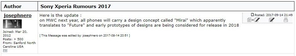 Sony Mirai design rumor