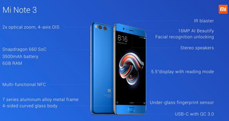 Xiaomi Mi Note 3 specs