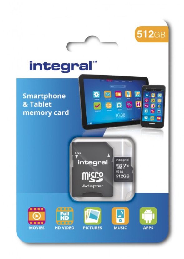 Integral 512GB microSD card packaging
