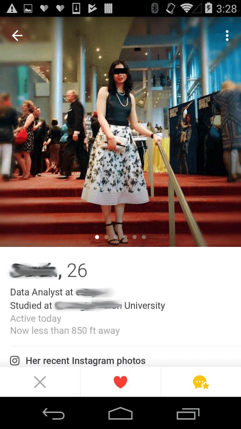 Tinder dating app user information