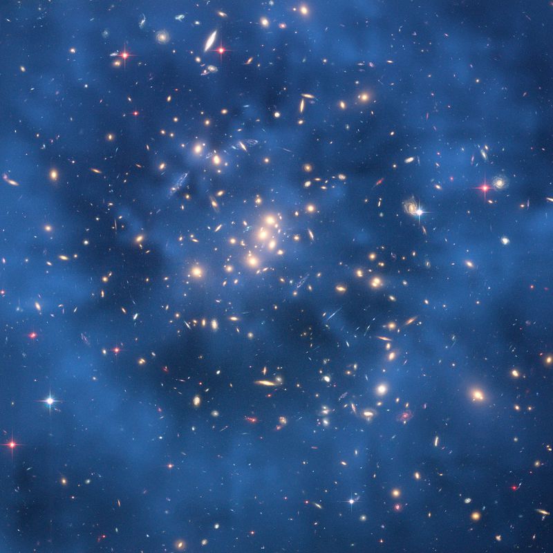 A ring of dark matter surrounding a galaxy cluster