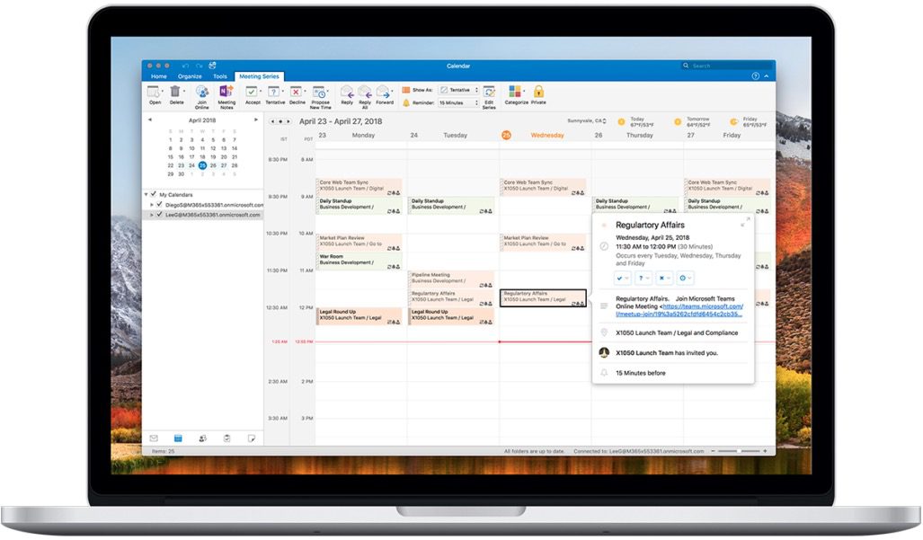 Microsoft Outlook for Mac Dual Time Zone