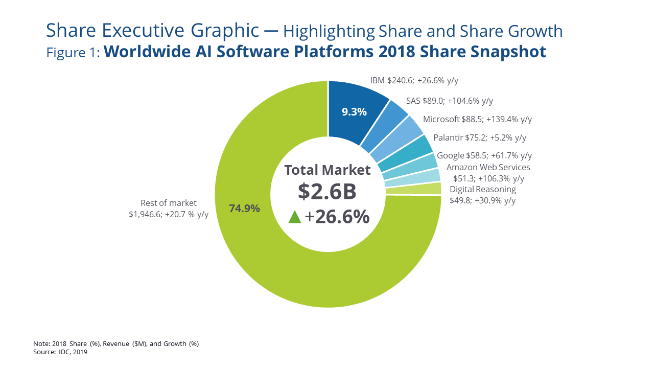 idc ww ai software platforms market share 2018